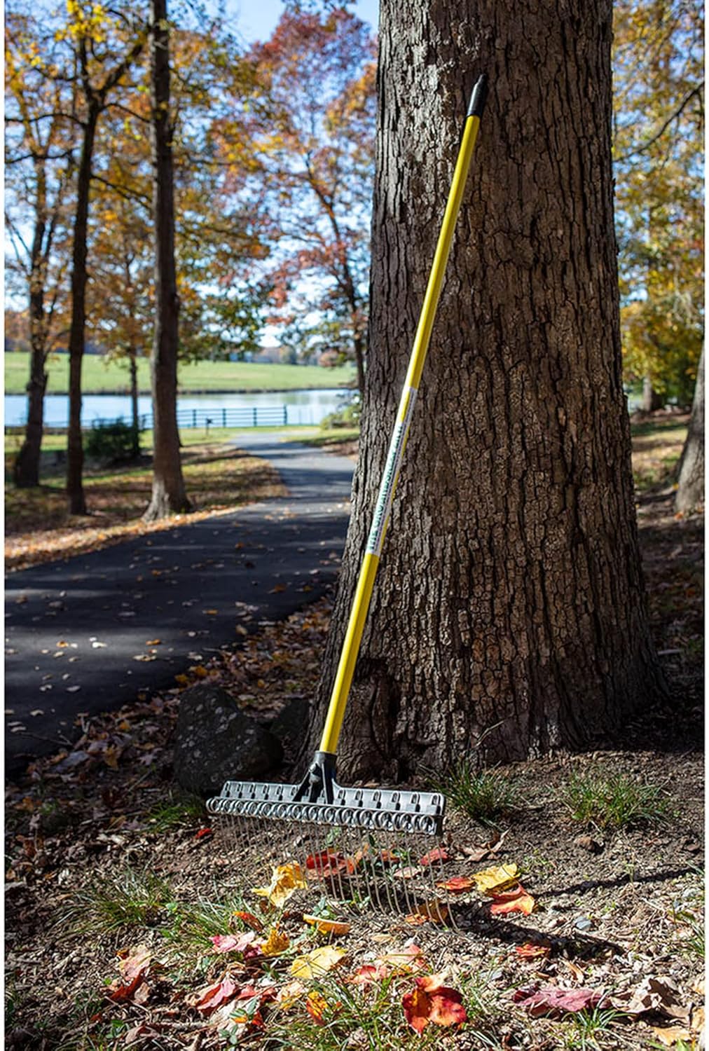 Groundskeeper II Rake 55” Lightweight Fiberglass Handle, w/ 21” Head, Durable Steel Tines for Gardening, De-thatching or Professional Landscaping Pack of 2