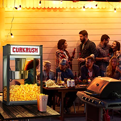 Popcorn Machine Movie Theater Style Tabletop Popcorn Popper Machine 8 Ounce for Home Old Fashioned Halloween Christmas Gift, Black