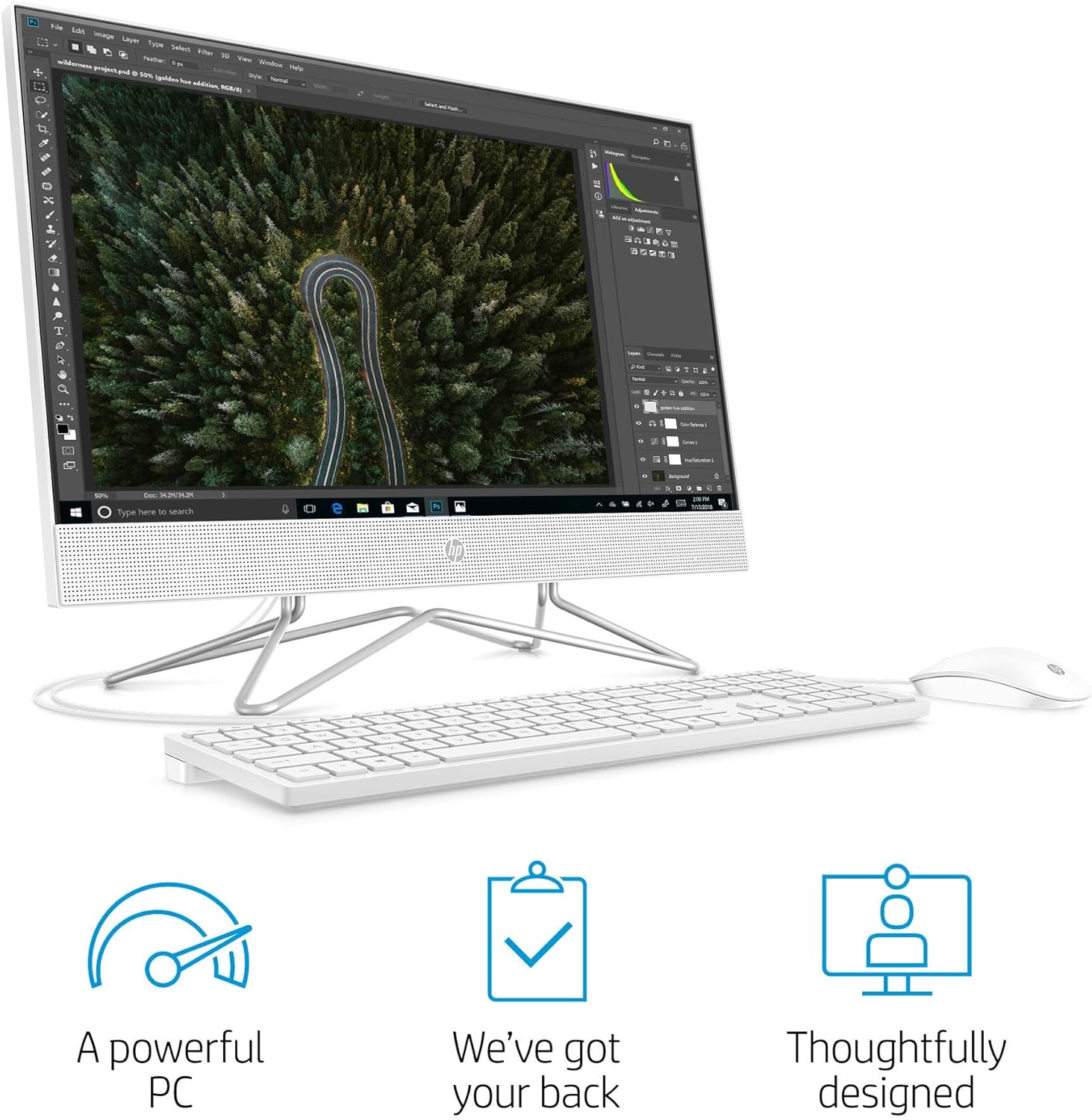 HP 24-inch All-in-One Desktop Computer, AMD Athlon Silver 3050U Processor, 8 GB RAM, 256 GB SSD, Windows 10 Home (24-dd0010, White) (Renewed)