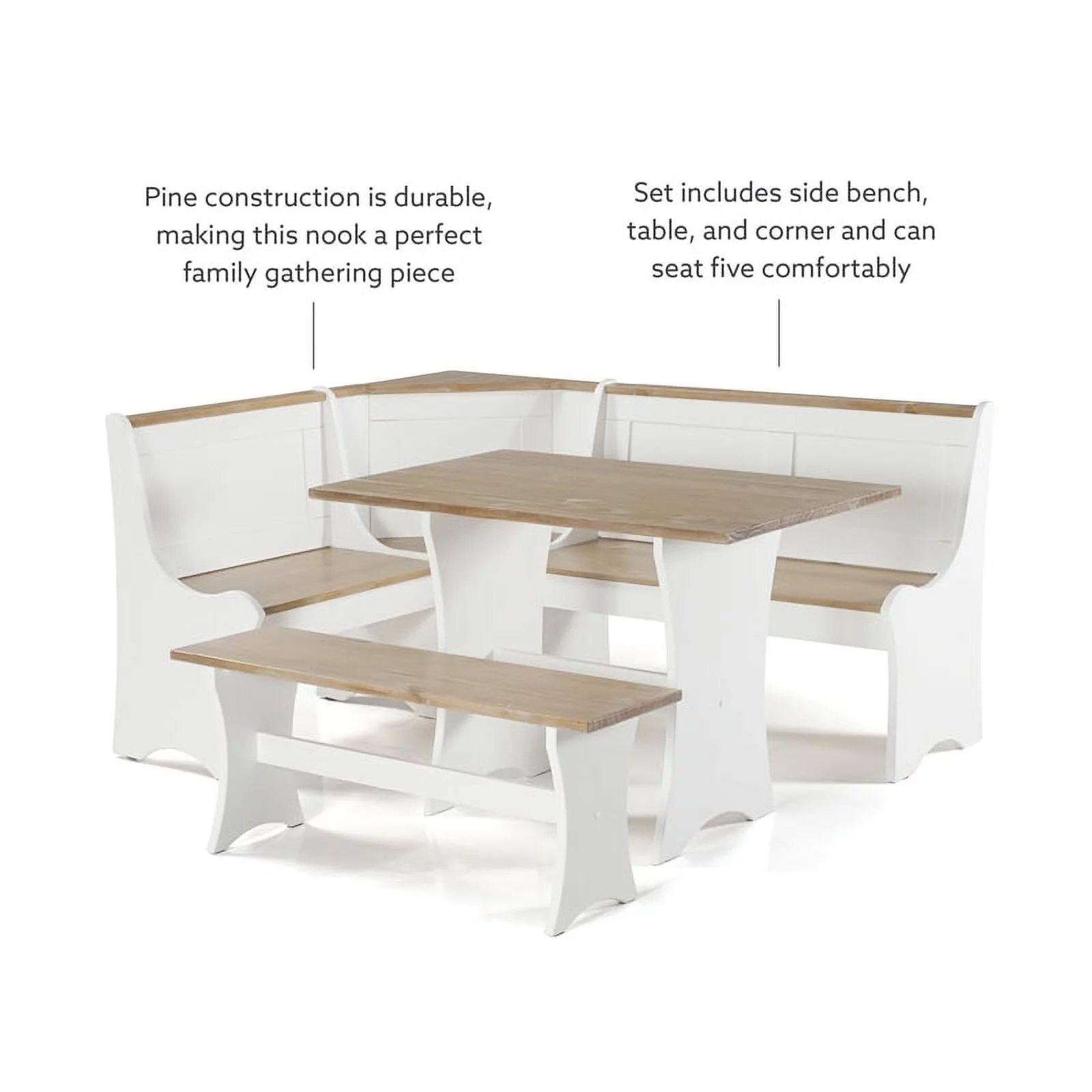 Linon Jackie Dining Nook Set in Antique White