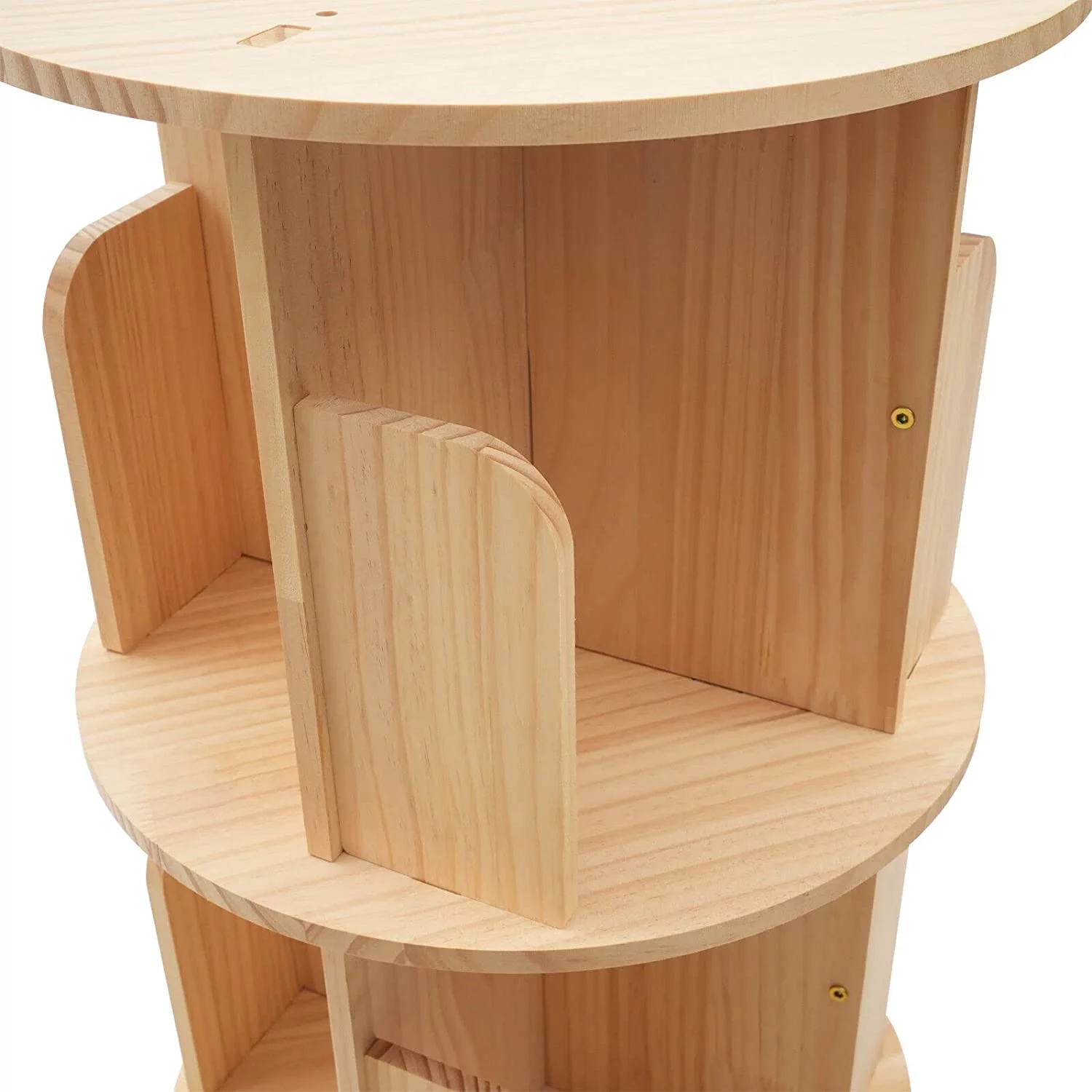 Fichiouy Wood 3 Tier Floor Standing 360 Rotating Bookshelf for Bedroom Living Room Office - Curated Treasures Market
