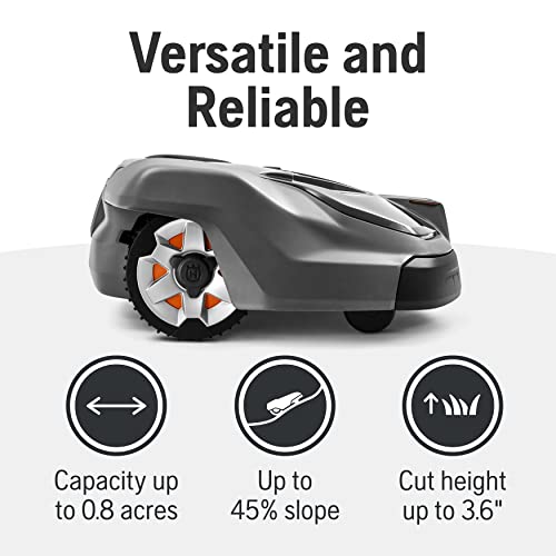 Husqvarna 410iQ Automower Robotic Mower, 0.5 Acre Mowing Capacity, Wire Free Robot Lawn Mower with Charging Station, RS1 EPOS Reference Station and Replacement Blades, 970727401