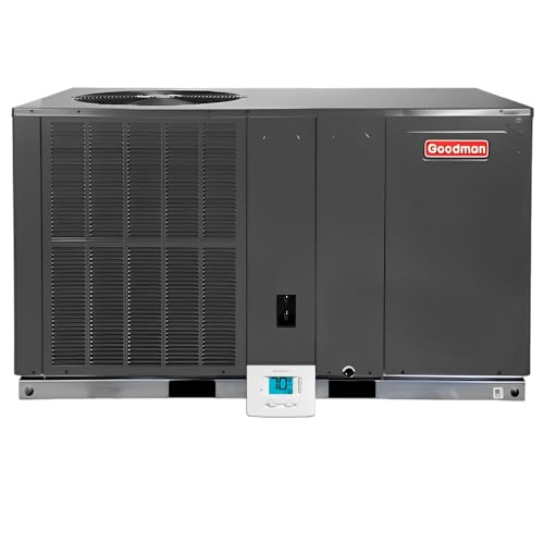 Goodman 13.4 SEER2 2 Ton Air Conditioner Packaged Unit System with Additional Kit and Auxiliary Heat Kit of Choice | Horizontal Configuration, Rotary Compressor, Single Stage Condenser