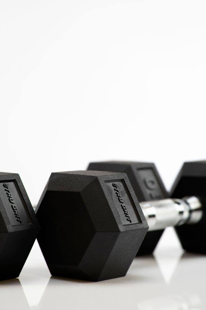 Tru Grit - 65-lb Hex Elite Dumbbell - Black/Silver