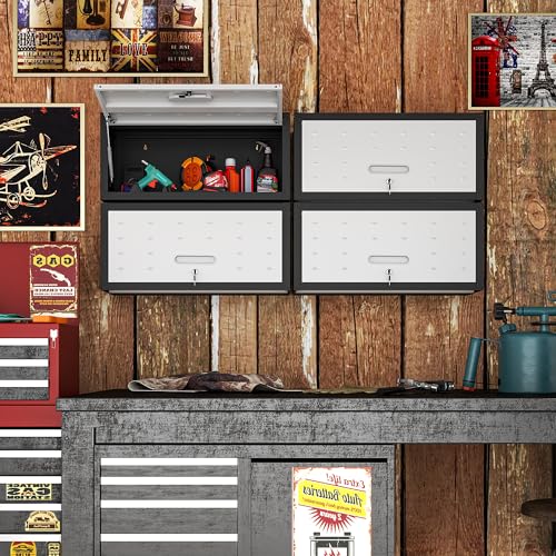 Metal Storage Cabinet with Wheels, Lockable Garage Cabinet with Doors and Shelves, Rolling Tool Storage, Assembly Required, Black