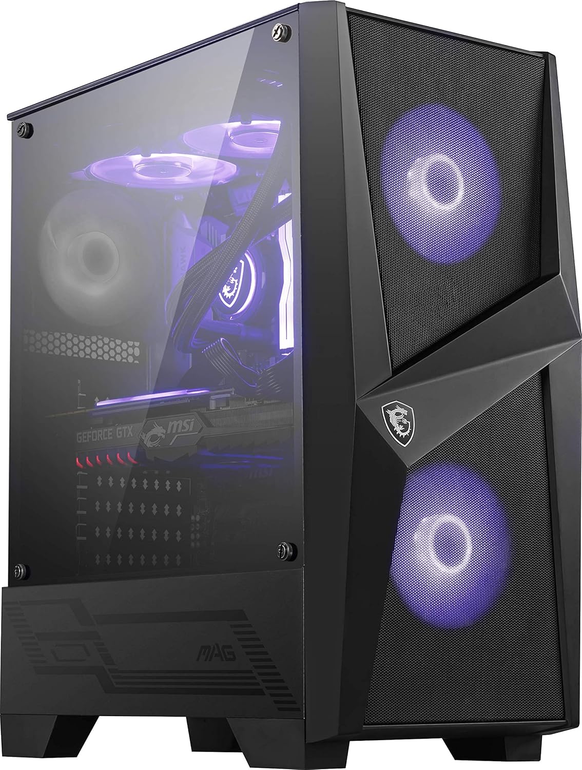 MSI MAG Series FORGE 100M LITE, Mid-Tower PC Gaming Case, Tempered Glass Side Panel, 120mm Fan, Liquid Cooling Support up to 240mm Radiator x 1 Pack of 2