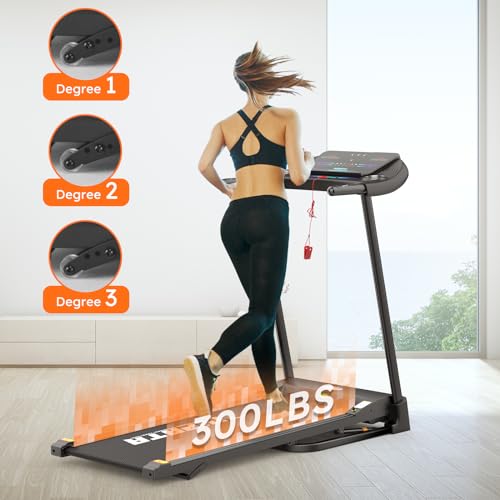 Treadmill 300 LBS Capacity, Folding Treadmills for Home Max 2.5 HP Electric Treadmill with Incline for Running and Walking Jogging Exercise with LED Display