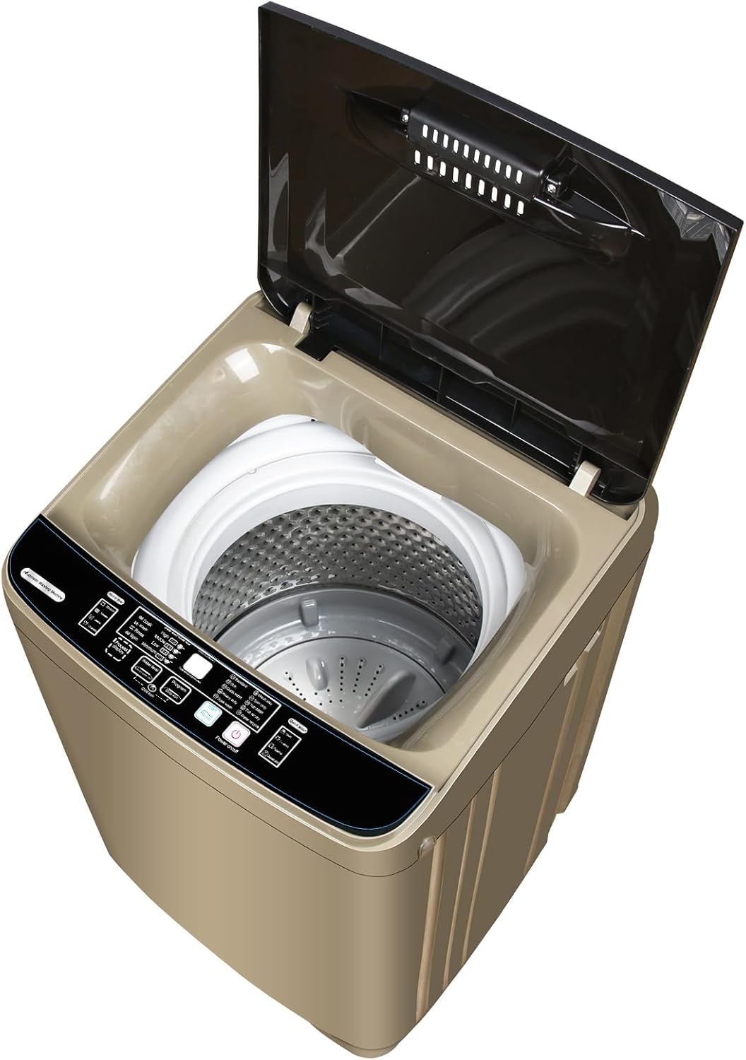 Full Automatic Washing Machine with LED Display, 10 Programs & 8 Water Levels Selections, 15.6Lbs for Home, RV, Camping, Apartment, Dorm - Gold
