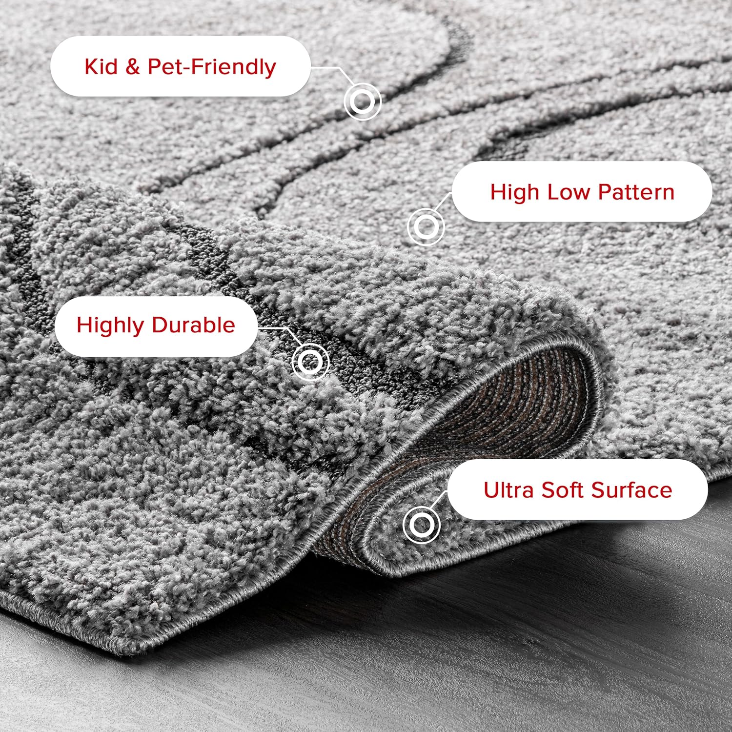 nuLOOM Carolyn Modern Shag Area Rug - 10x14 Shag Area Rug Transitional Dark Grey Rugs for Living Room Bedroom Dining Room Nursery