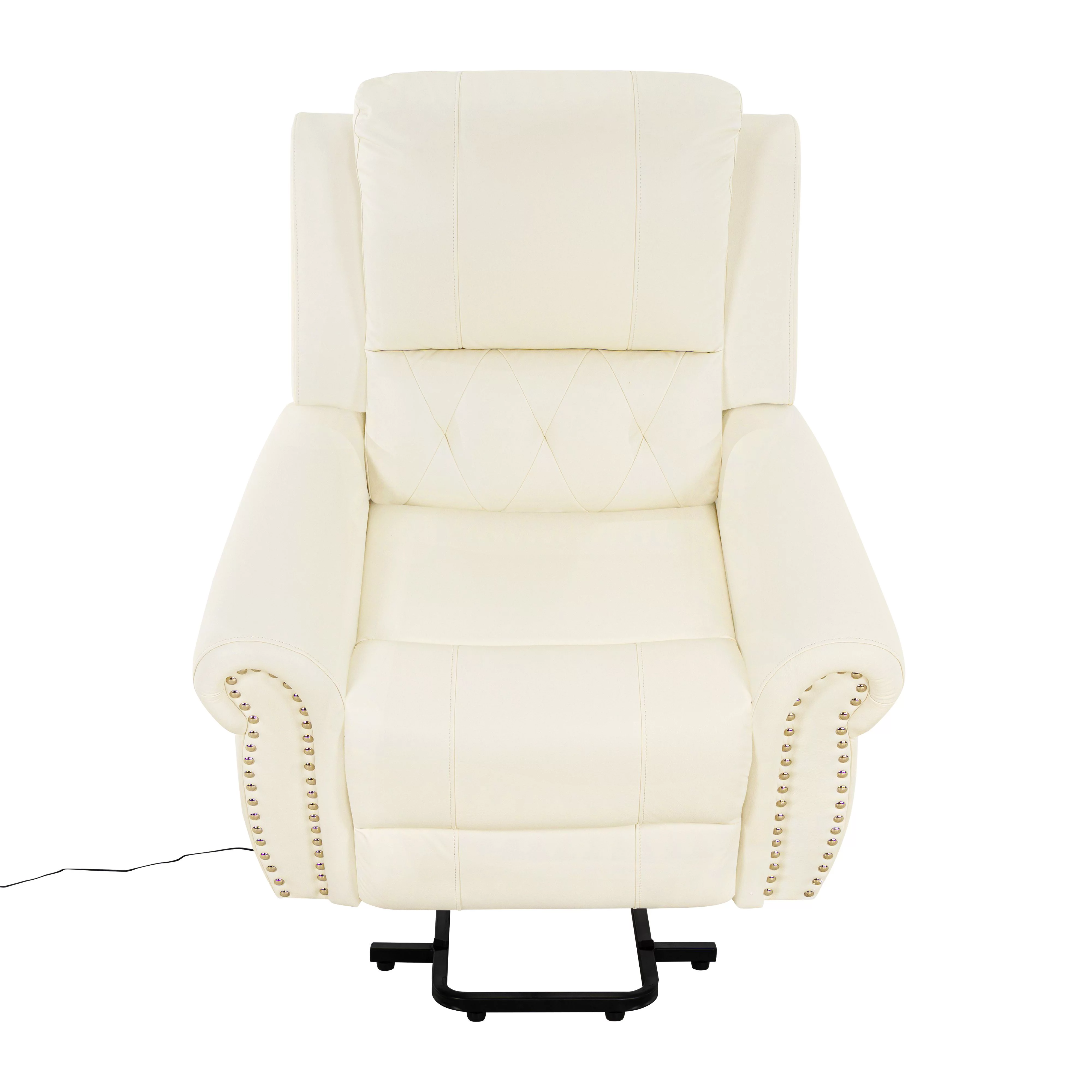 Tatiana Oversized Air Leather Power Lift Recliner Chair with Footrest. Reclining Chair with Remote Control, Premium Studded