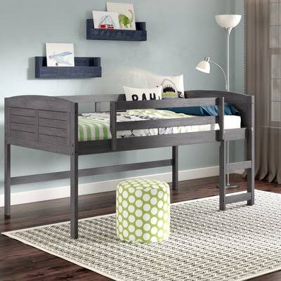 Manervia Twin Low Loft Bed Three Posts Baby u0026 Kids Bed Frame Color: Antique Gray