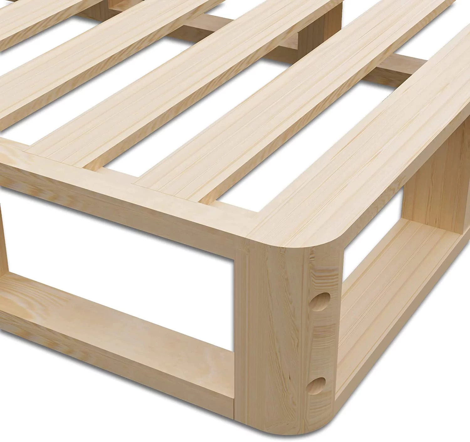 WAGEE, 4.5-Inch Sturdy Box Spring for Mattress Support-Durable and Easy to Assemble Natural Wood Foundation for Full, White