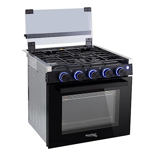 RecPro RV Stove | Gas Range 21" Tall | Optional Vented Range Hood | Black or Silver Color Options