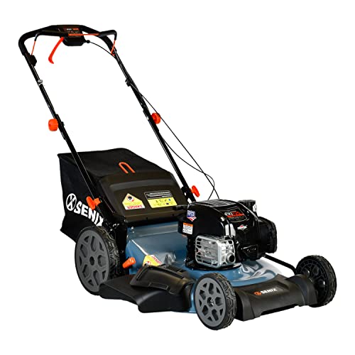 SENIX LSSG-H2 22-Inch Self Propelled Gas Lawn Mower with 163 cc 4-Cycle Engine, 3-in-1 Rear Wheel Drive Variable Speed Lawnmower, 6-Position Height Adjustment with 11-Inch Rear Wheels