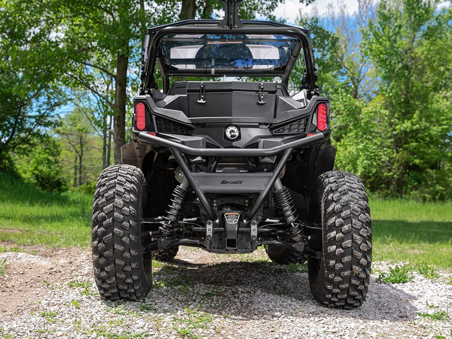 SuperATV Rear Bumper for 2018+ Can-Am Maverick Trail 800 / 1000 - Made of 1.75 Inch Heavy Duty Steel Tubing - UV Resistant Powder Coating - No Obstruction to Rear Cargo Area - Mounts Directly to Frame