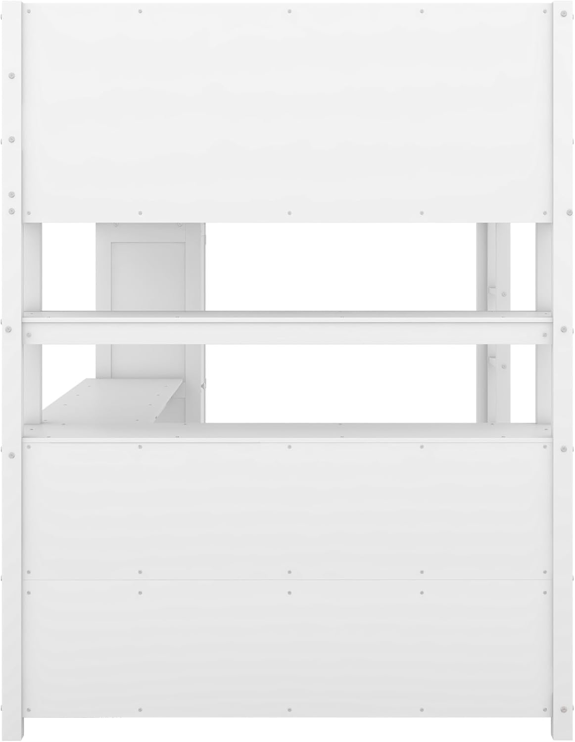 Harper & Bright Designs Full Size Loft Bed with Built-in Desk, Bookshelf, Wardrobe, Full Length Guardrail and Ladder, White