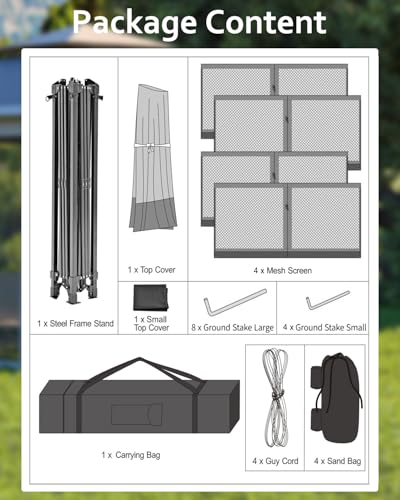 11x11 Pop Up Gazebo Tent with Mosquito Netting, Outdoor Canopy Shelter Easy Setup, Water & UV Resistant - Khaki