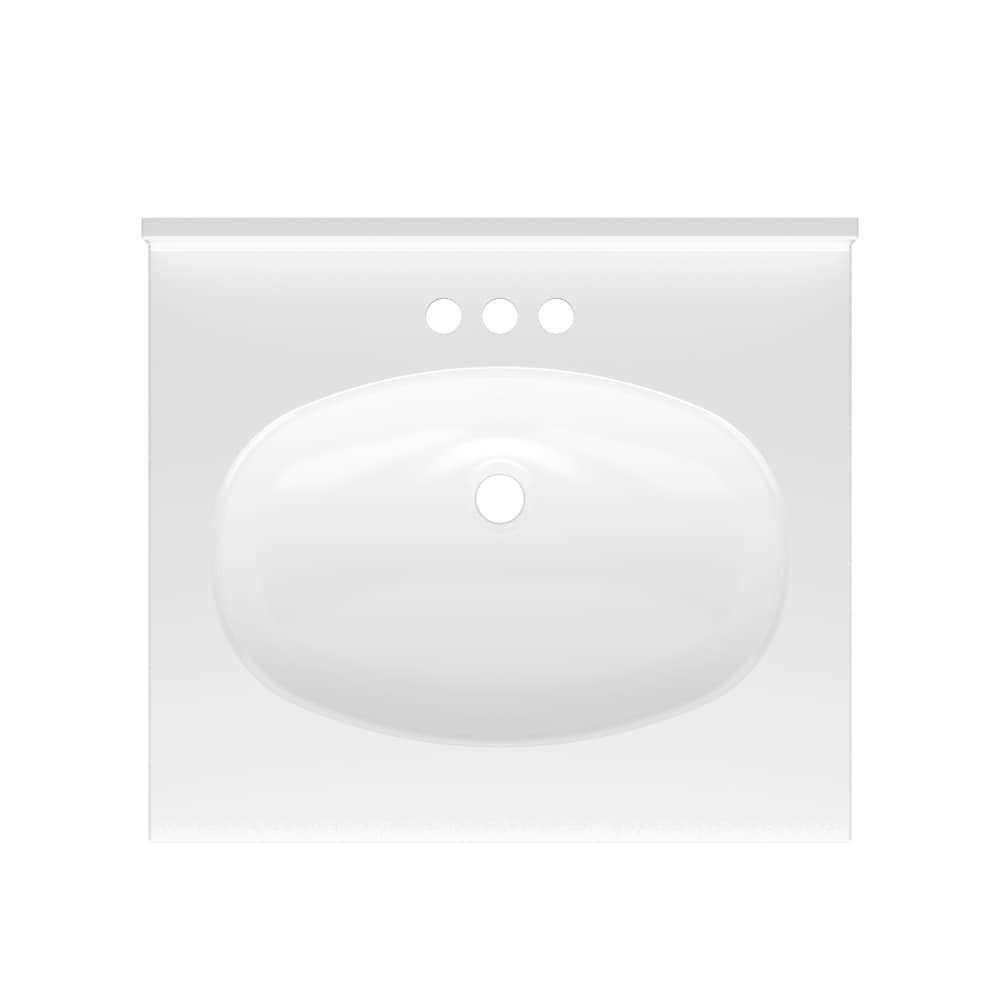 Project Source 25 W x 22 D White Cultured Marble Vanity Top with Single Oval Bowl MP225-3 - Shop Hardware Tools Online Store