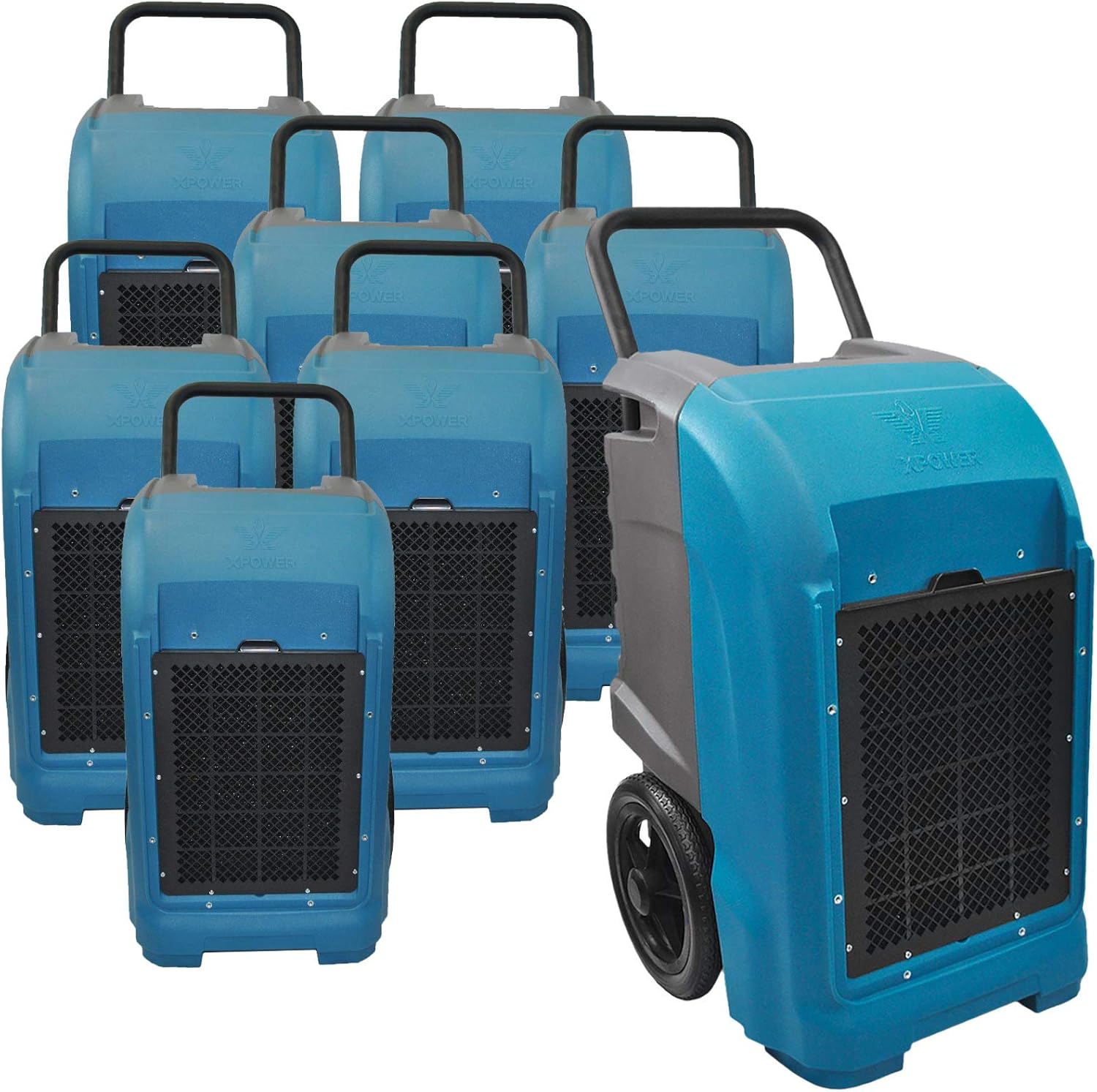 XPOWER XD-125 Industrial Commercial Dehumidifier Dry basements, Large Rooms, Work Sites, Storage Facilities - 125-Pints/15-Gallons a Day- Blue (8 pack)