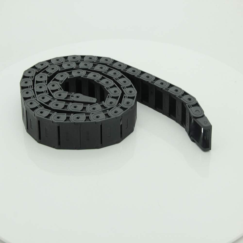 Fielect Drag Chain Cable Carrier Open Type with End Connectors R100 35X100mm 1 Meter Plastic for Electrical CNC Router Machines Black 1Pcs