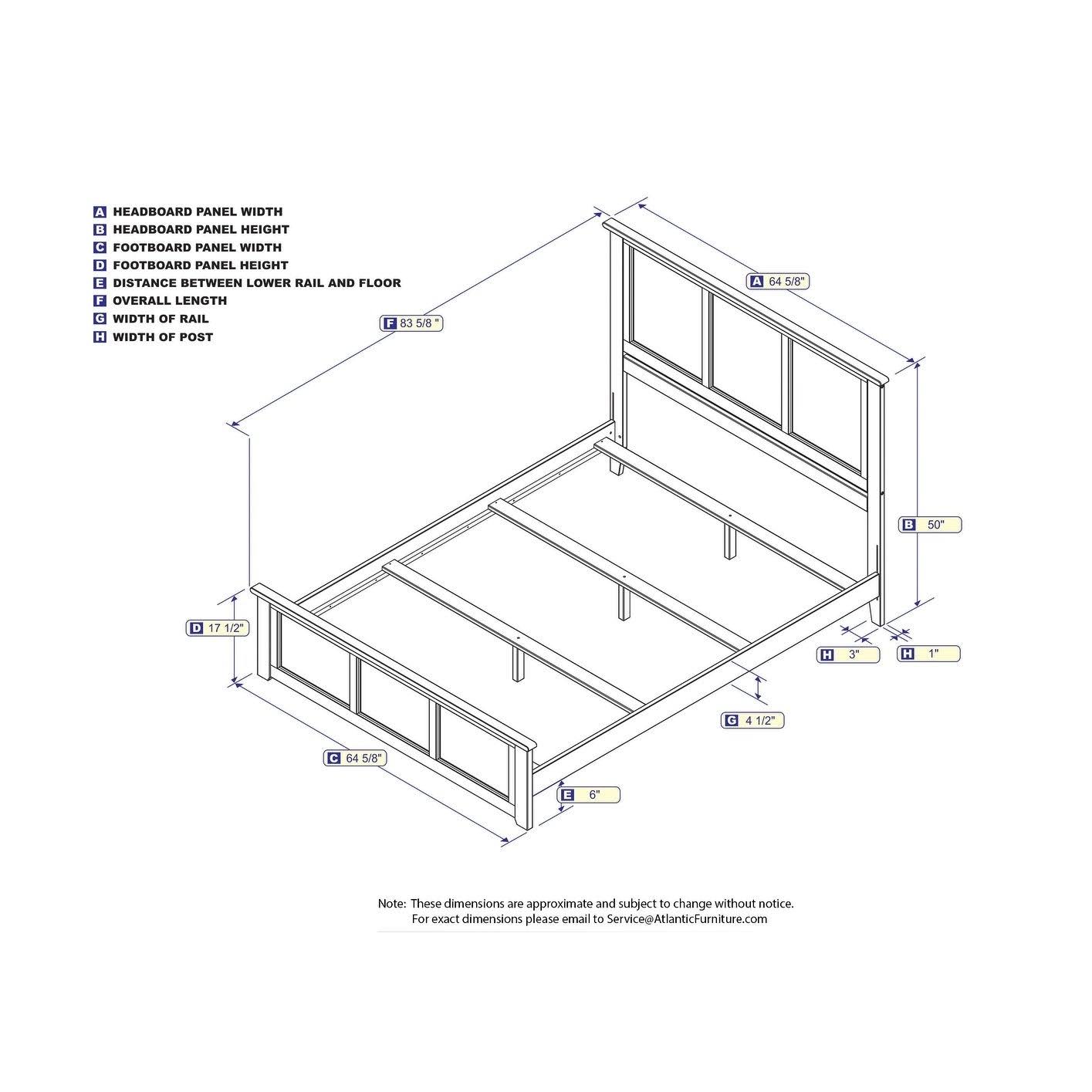 Atlantic Furniture Madison Queen Traditional Bed with Matching Foot Board in Grey