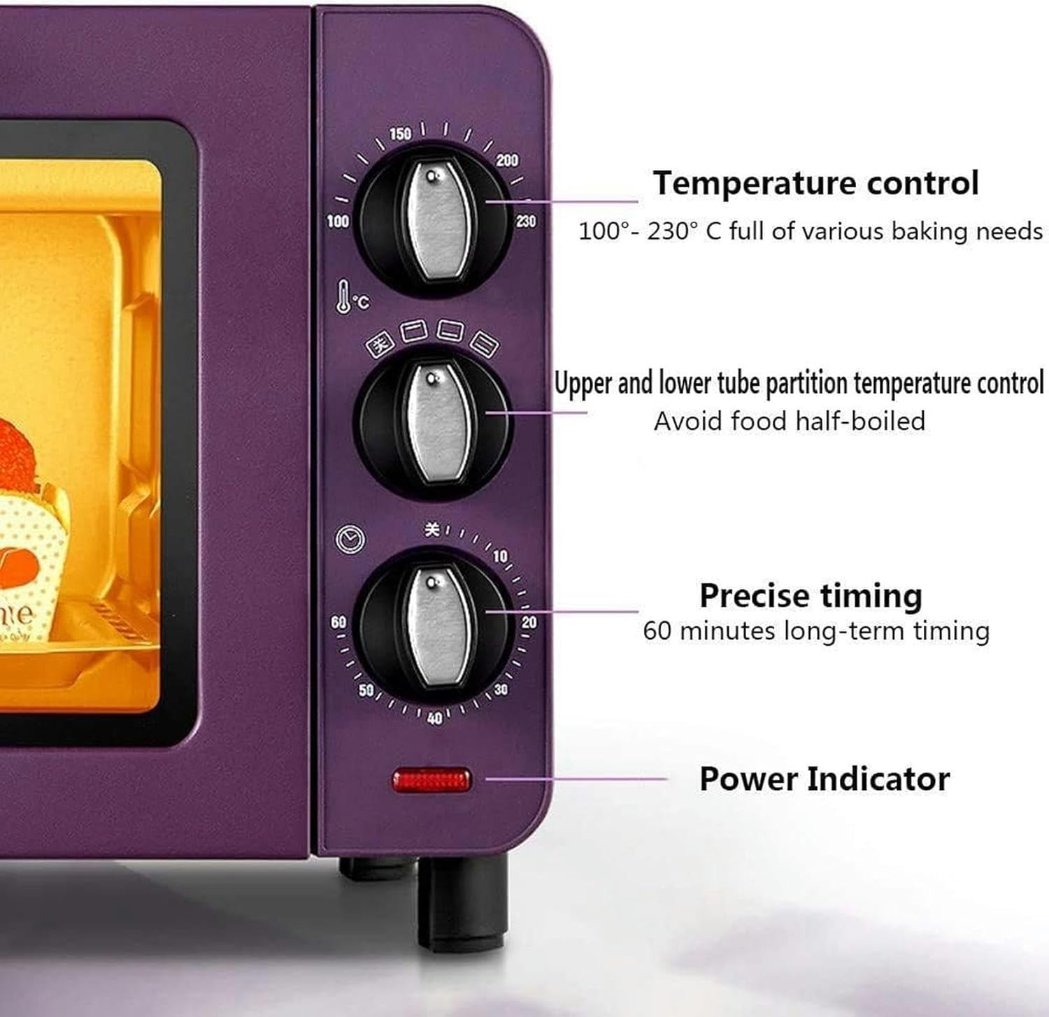 Countertop Convection Toaster Oven Roasting Oven and Removable Crumb Tray, 15L Oven Toaster Mini Ovens (Black)