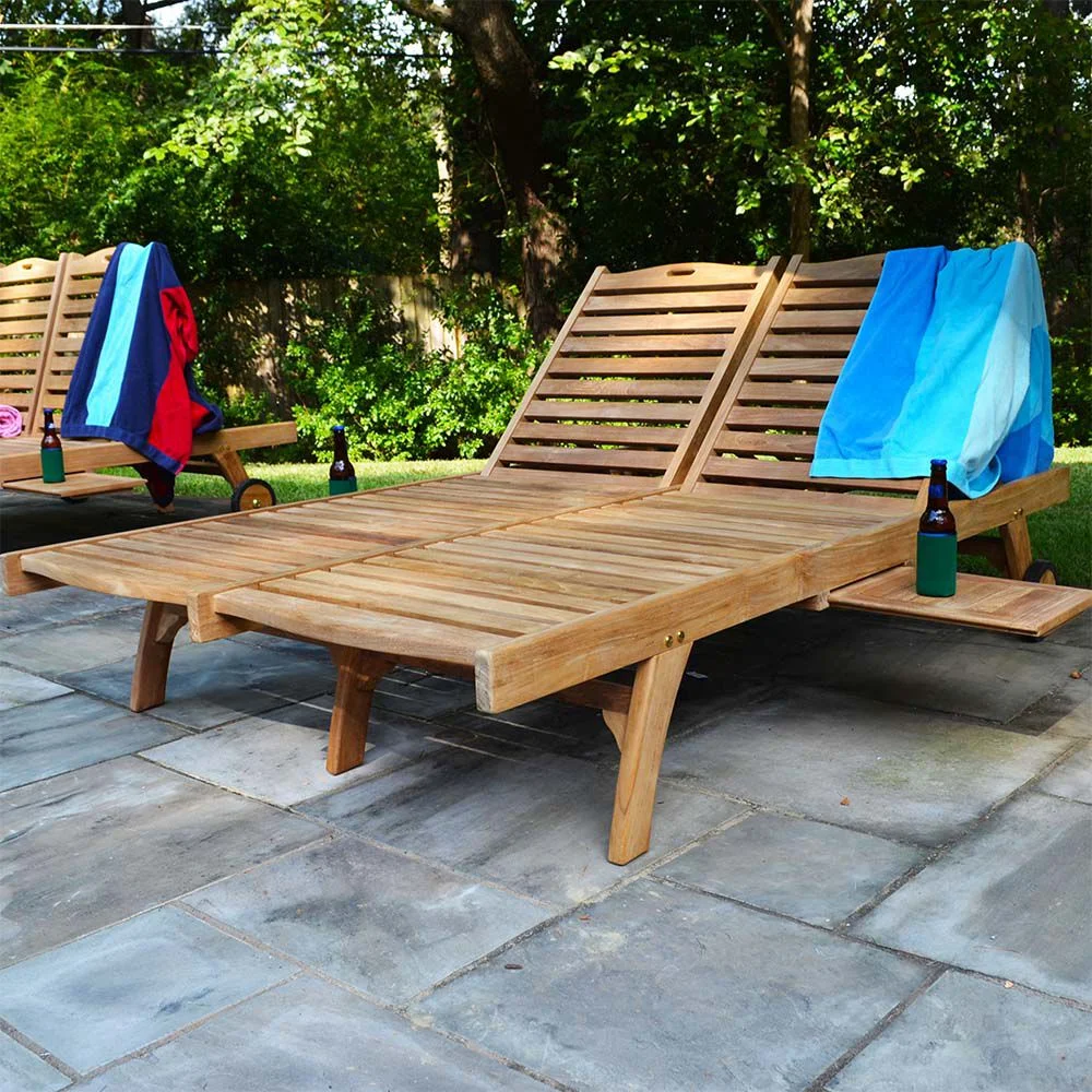 Titan Great Outdoors Grade A Teak Double Sun Lounger, Indoor Outdoor Solid Wood Patio Furniture