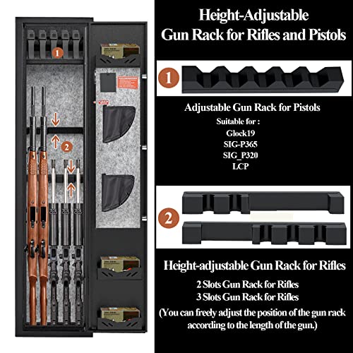 KAER 10-12 Gun Safes for Home Rifle and Pistols,Gun Safes & Cabinets,Quick Access Gun Cabinet,Large Rifle Safe with Removable Shelf and Separate Lockbox (Electronic 10-12 Gun Unassembled)