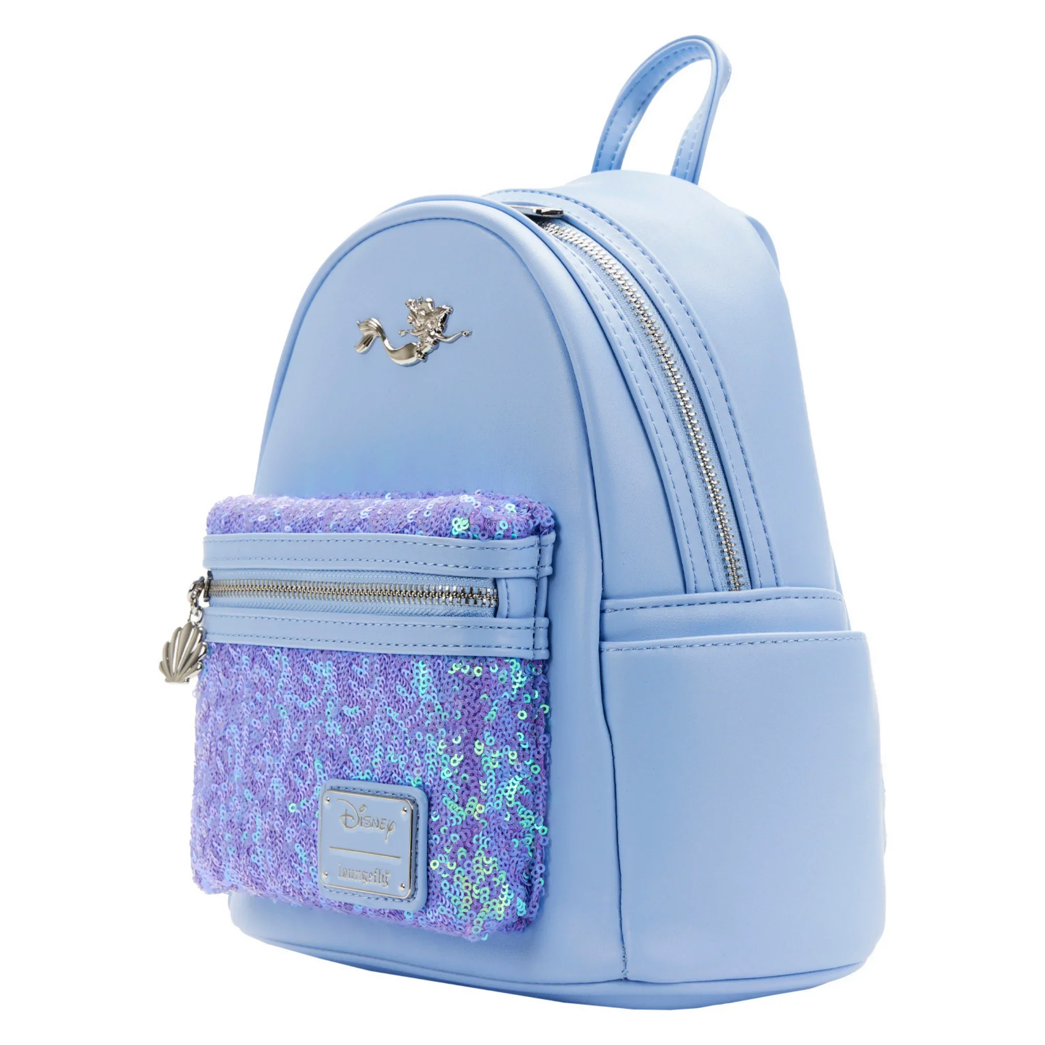 Loungefly Disney Little Mermaid Ariel Purple Lavender Pastel Sequins Mini Backpack