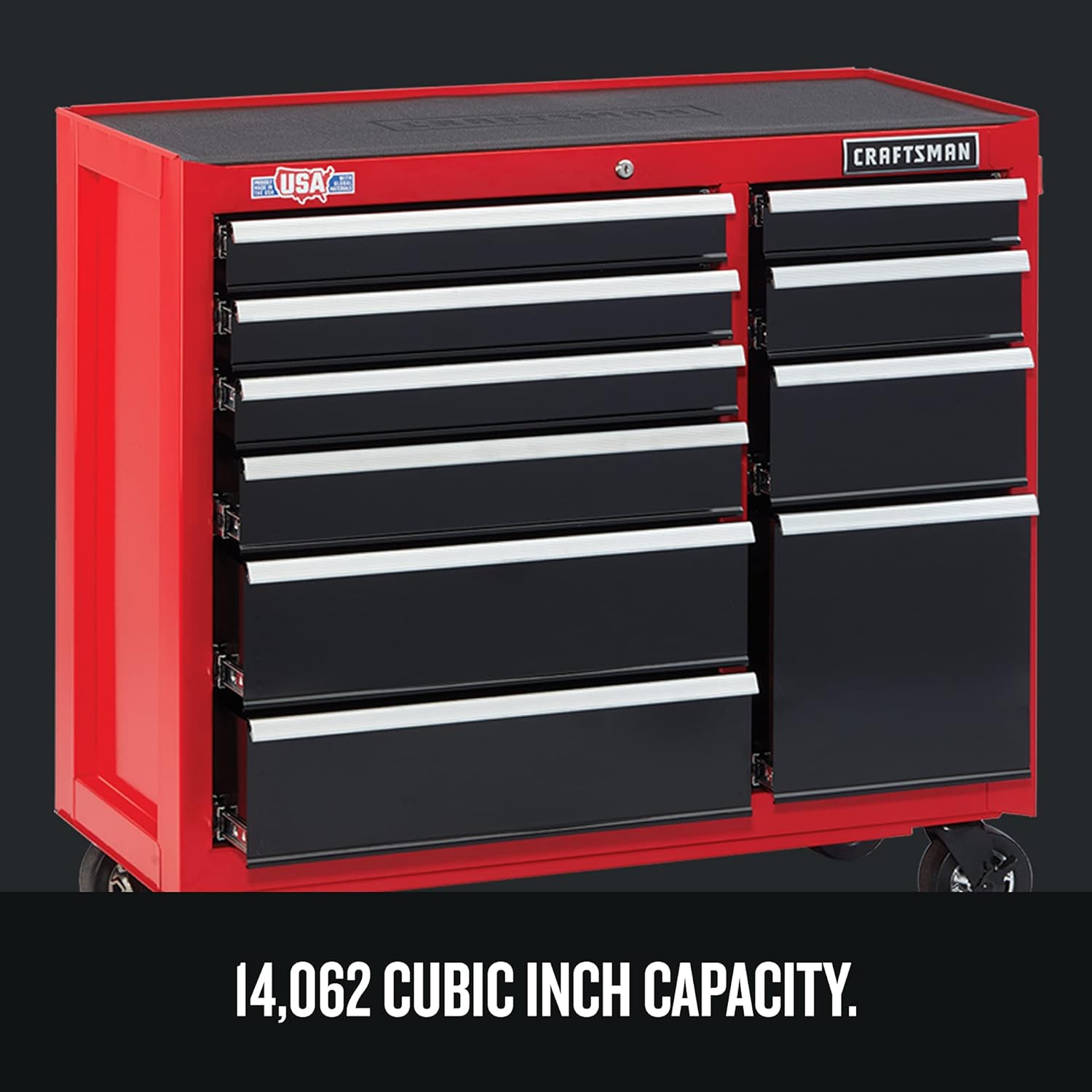 CRAFTSMAN Tool Cabinet with Drawer Liner Roll & Magnetic Towel Holder, 41-Inch, Rolling, 10 Drawer, Red (CMST82772RB)