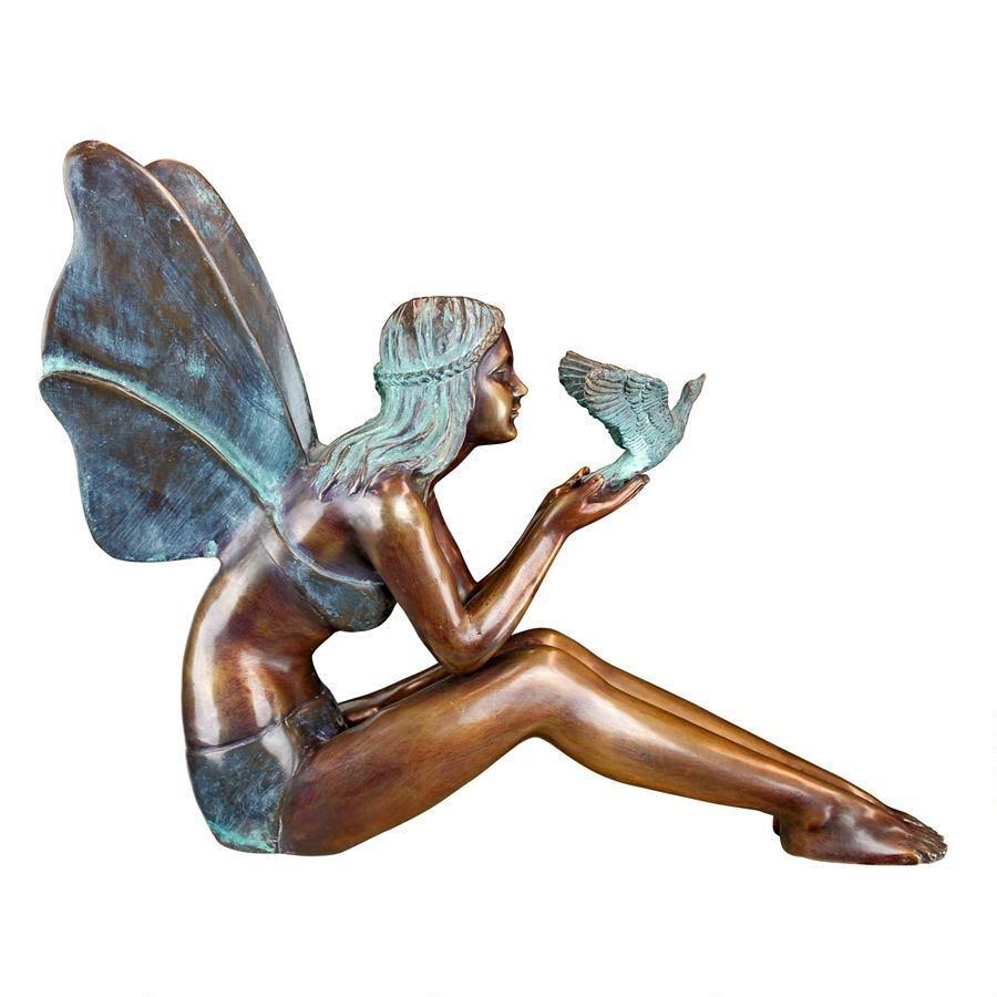 Design Toscano SU47107 Bird Fairy Cast Bronze Garden Statue - Large