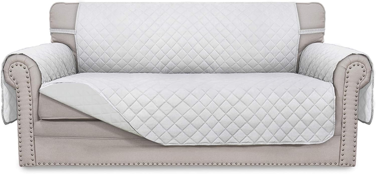 Easy-Going Sofa Slipcover Reversible Sofa Cover Water Resistant Couch Cover with Foam Sticks Elastic Straps Furniture Protector for Pets Kids Children Dog Cat (Sofa, Darkgray/Beige)