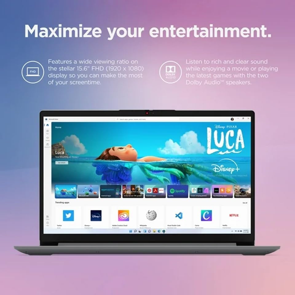 Lenovo 15.6" Laptop with Intel i5-1235U, IdeaPad 1i, 15.6" FHD Anti-Glare Display, 12th Gen Intel Core i5-1235U 10-core Processor, Intel Iris Xe Graphics, Windows 11 Home(16GB RAM | 1TB SSD)