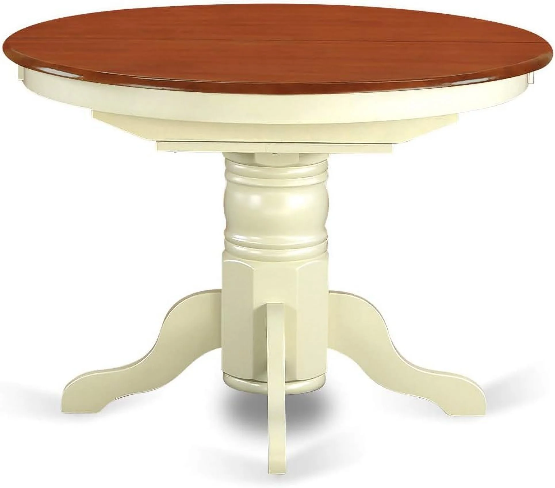 Dining Table - An Oval Wooden Table Top With Butterfly Leaf & Pedestal Base, 42X60 Inch, Buttermilk & Cherry