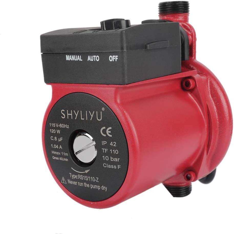 SHYLIYU Water Pressure Booster Pump Circulator Pump 115V/60Hz Hot Water Automatic Recirculating Pump 1 inch Outlet Pressure Booster Pump Cast Iron