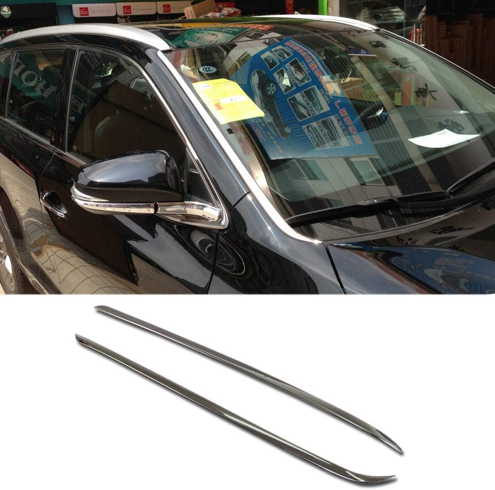 Beautost Fit for Toyota Highlander 2015 2016 2017 2018 2019 Windshield Side Beveled Window Cover Trim Stainless Steel Pack of 2