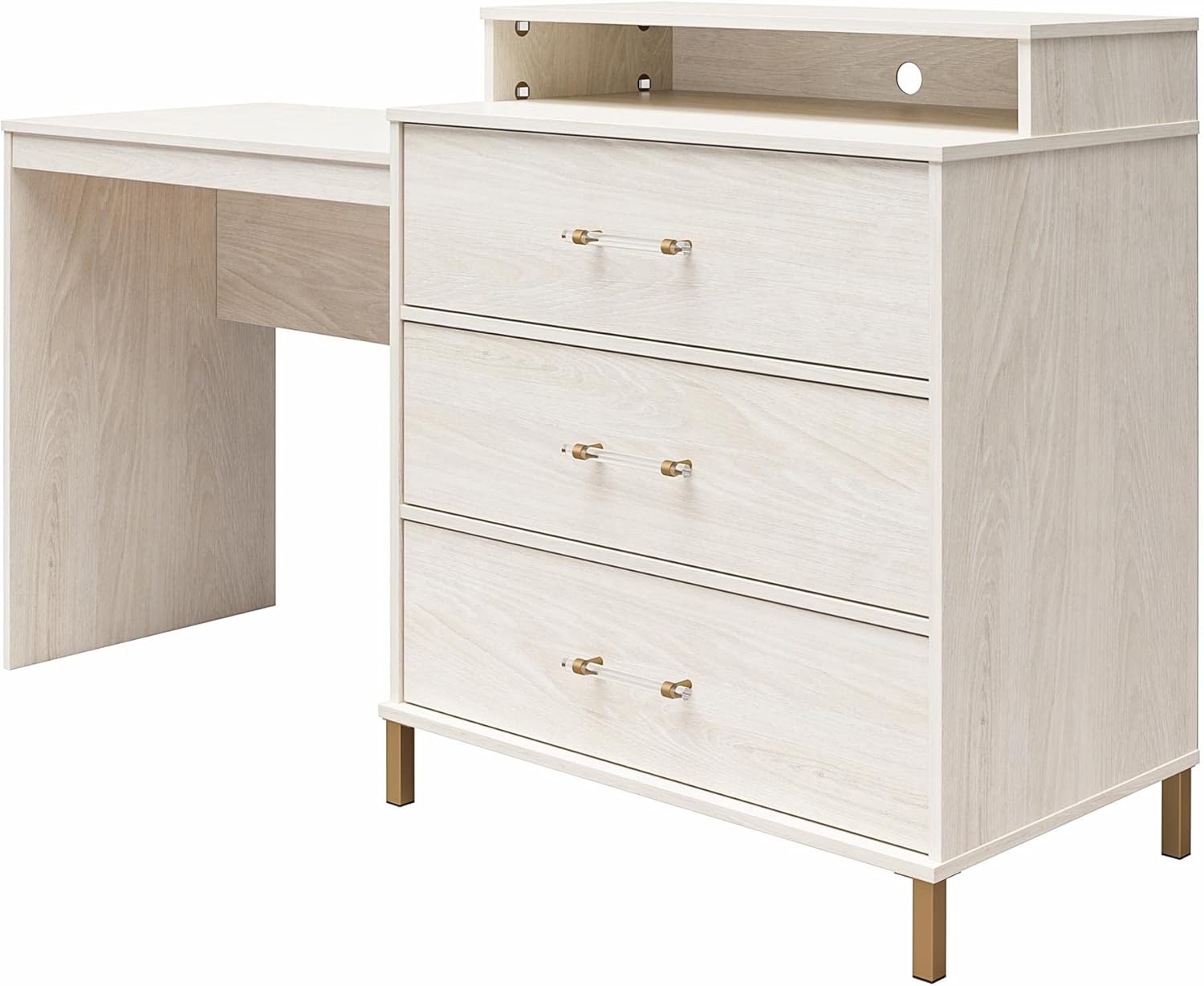 Ameriwood Home Kalissa Dresser/Desk Combo with Wireless-charger, White Oak