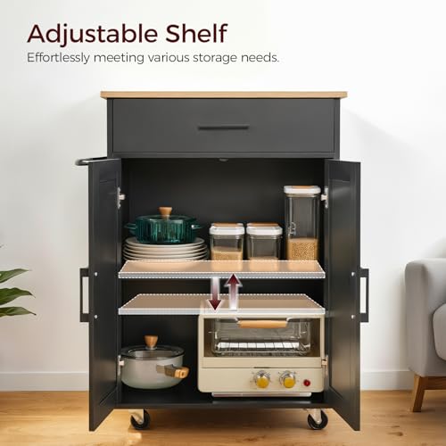 Kitchen Island on Wheels with Drop Leaf, Folding Countertop Kitchen Island Cart, Kitchen Island Table with Towel Rack, Drawer, for Kitchen, Dining Room, White and Natural KINW12501