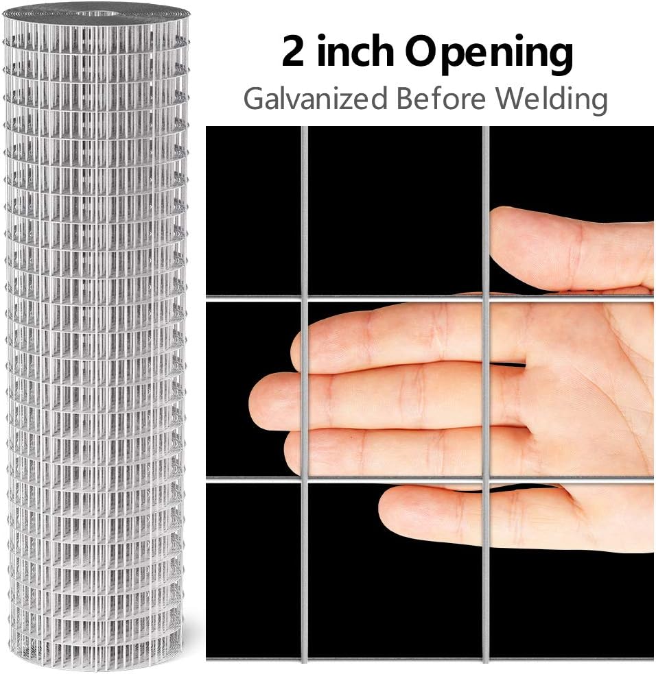 Amagabeli Hardware Cloth 48inch x 100ft 2inch Galvanized Before Welding Square Openings 15 Gauge Wire Mesh Fence Roll for Vegetables Garden Netting Rabbit Chicken Coop Animal Enclosure BG303