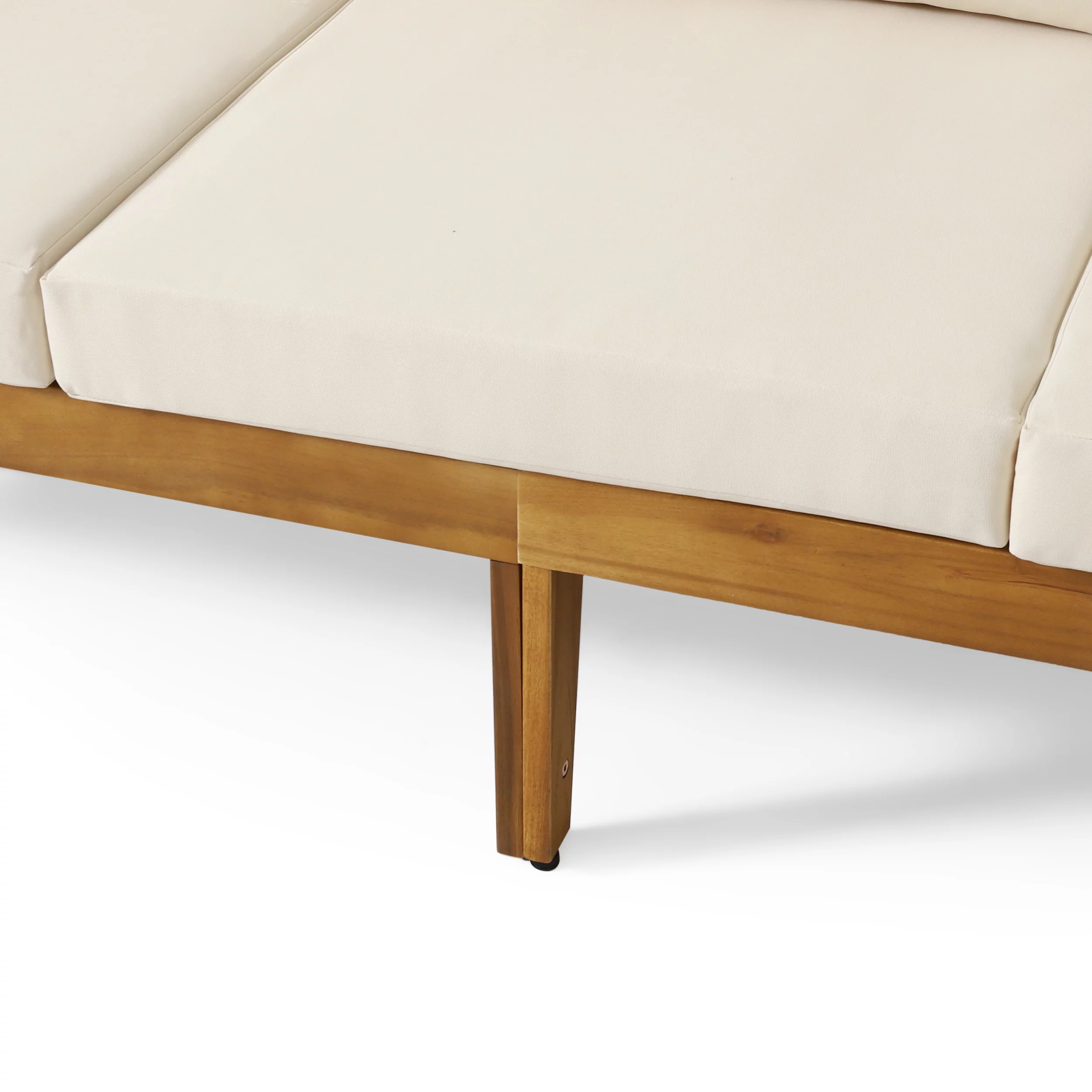 Burrough Acacia Wood Outdoor 3 Seater Sofa with Cushions, Teak and Beige