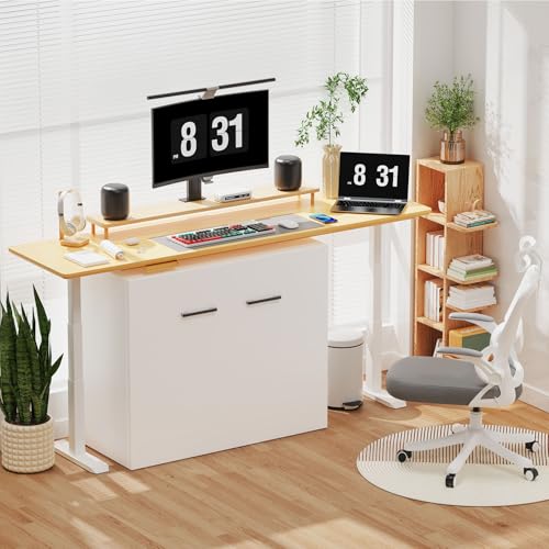 2 in 1 Murphy Bed Cabinet, Hide a Bed Cabinet, Folding Beds into Cabinets, Space-Saving Pull Out Murphy Beds Chest for Small Place Office Nap - Cot Size: 75" x 29"