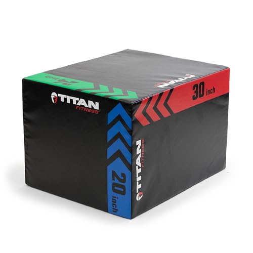 Titan Fitness Heavy Foam Plyometric Box, Pro-Duty HIIT Exercise Foam Plyo Box, Step-Up, Box Squat, Home Garage Gym Training, Youth Sizes and Regular Sizes