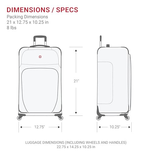 SwissGear Sion Softside Expandable Luggage, Black, Checked-Large 29-Inch
