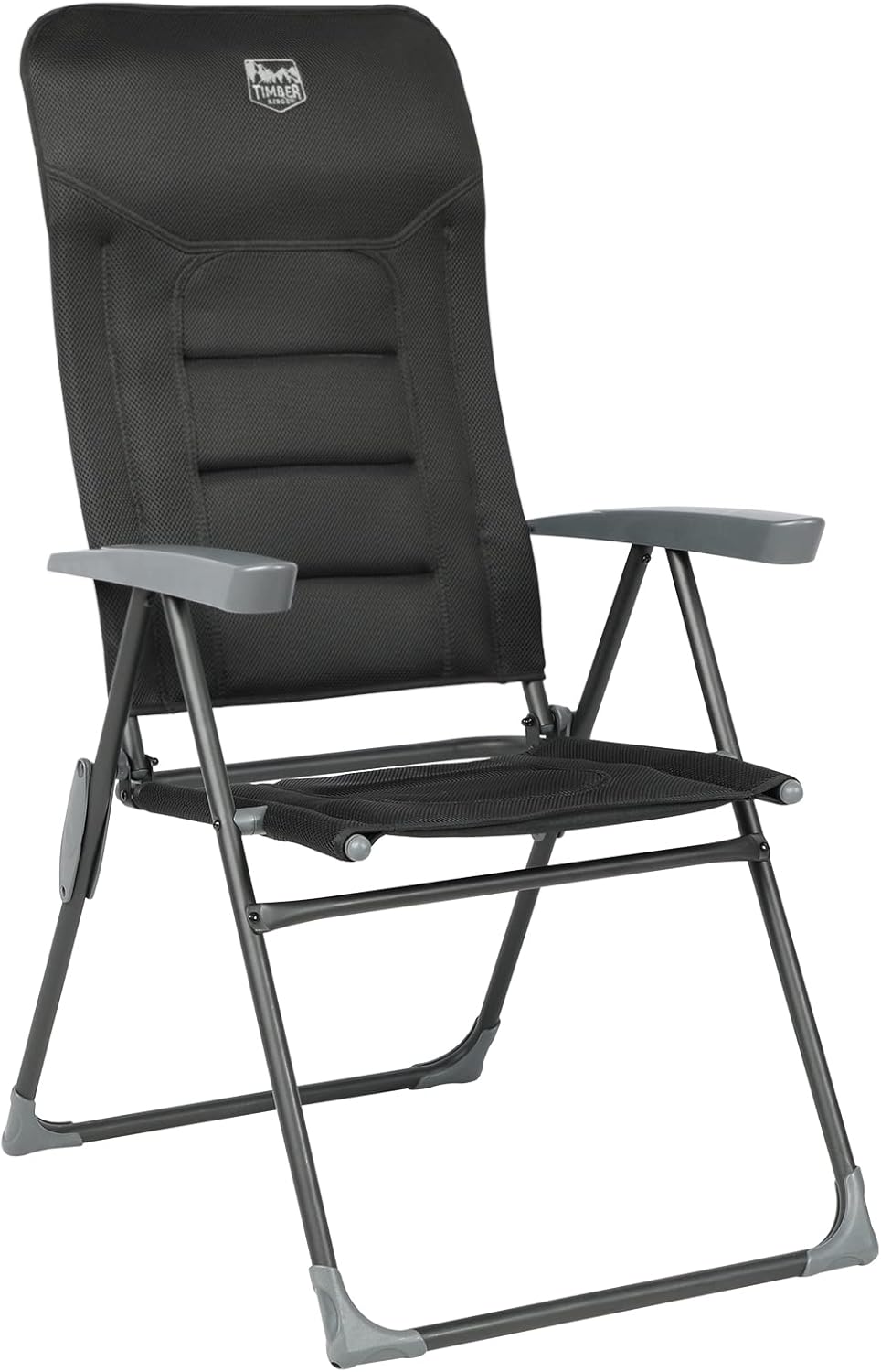TIMBER RIDGE High Back Folding Camping Chair with 7-Level Adjustable Backrest, Foldable Reclining Patio Chair, Lightweight Aluminum Lawn Chair, Padded Outdoor Chair for Backyard, Deck, RV, Porch