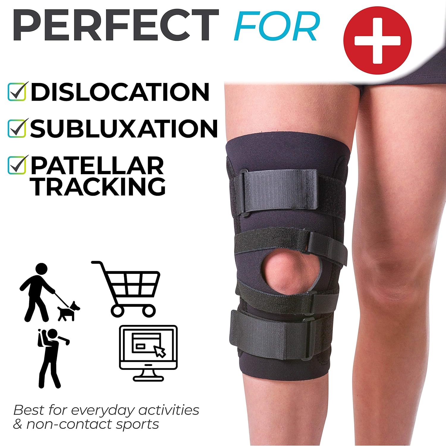 BraceAbility J Patella Knee Brace - Lateral Patellar Stabilizer with Medial and J-Lat Support Straps for Dislocation, Subluxation, Patellofemoral Pain, Left or Right Kneecap Tracking (4XL) Pack of 2