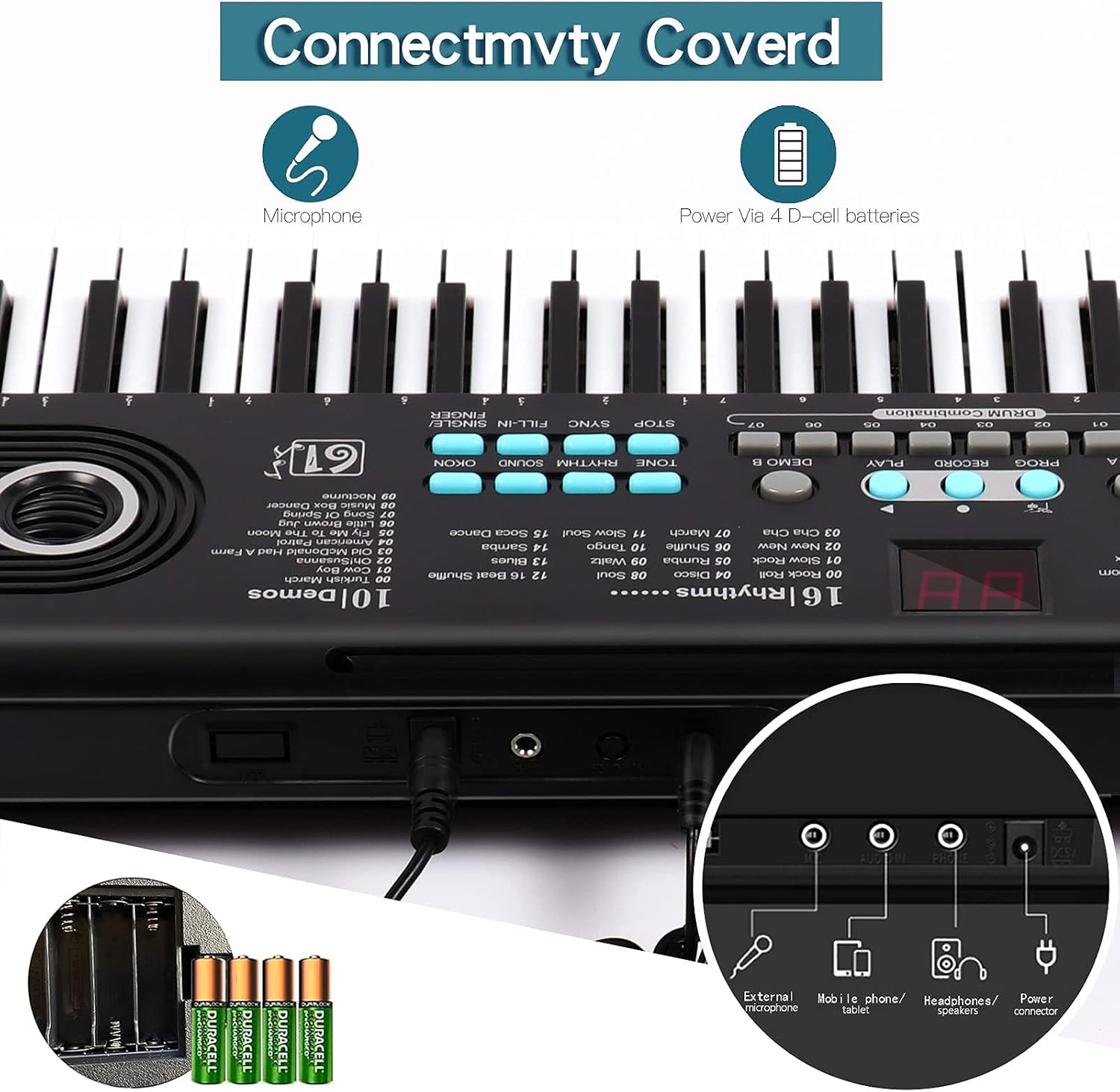 61 Keys Keyboard Piano, Electronic Digital Piano with Built-In Speaker Microphone, Portable Keyboard Gift Teaching for Beginners，piano keyboard for kids Pack of 2