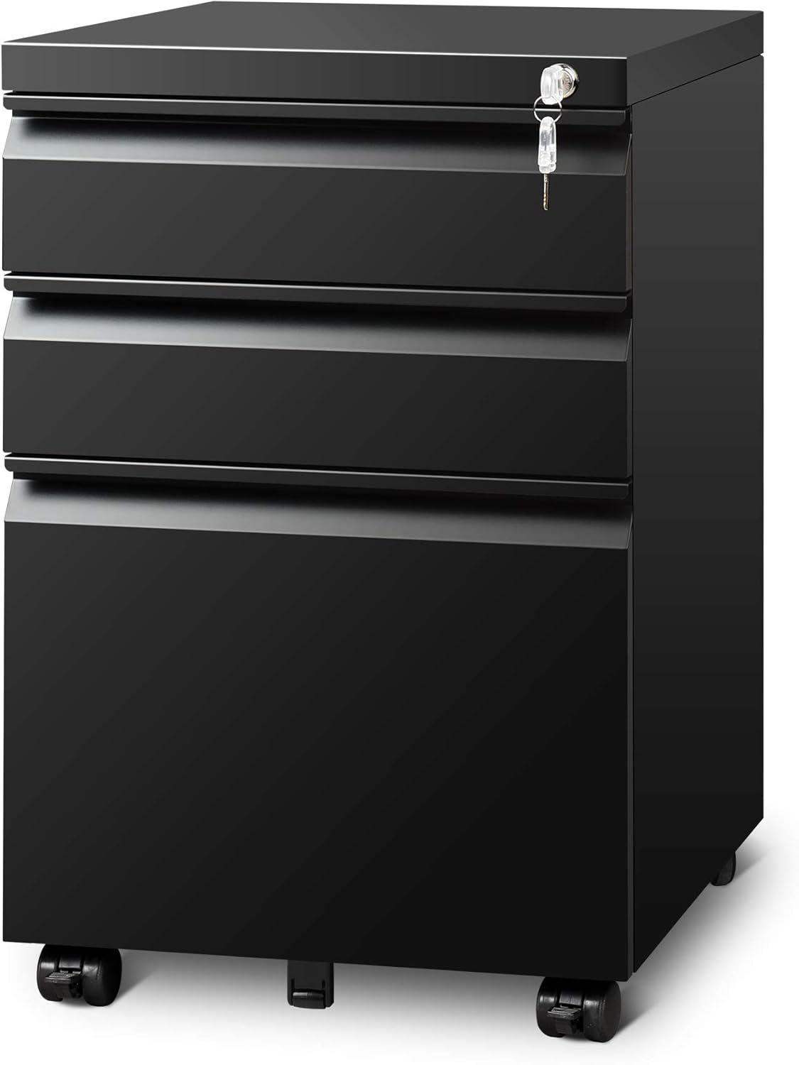 DEVAISE 3 Drawer Mobile File Cabinet Under Desk, Fully Assembled Except Casters, Letter/Legal Size, White