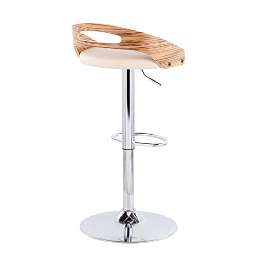 LumiSource Cassis Adjustable Bar Stool, Chrome Bar Stools, Bar Chair, Swivel Bar Stool