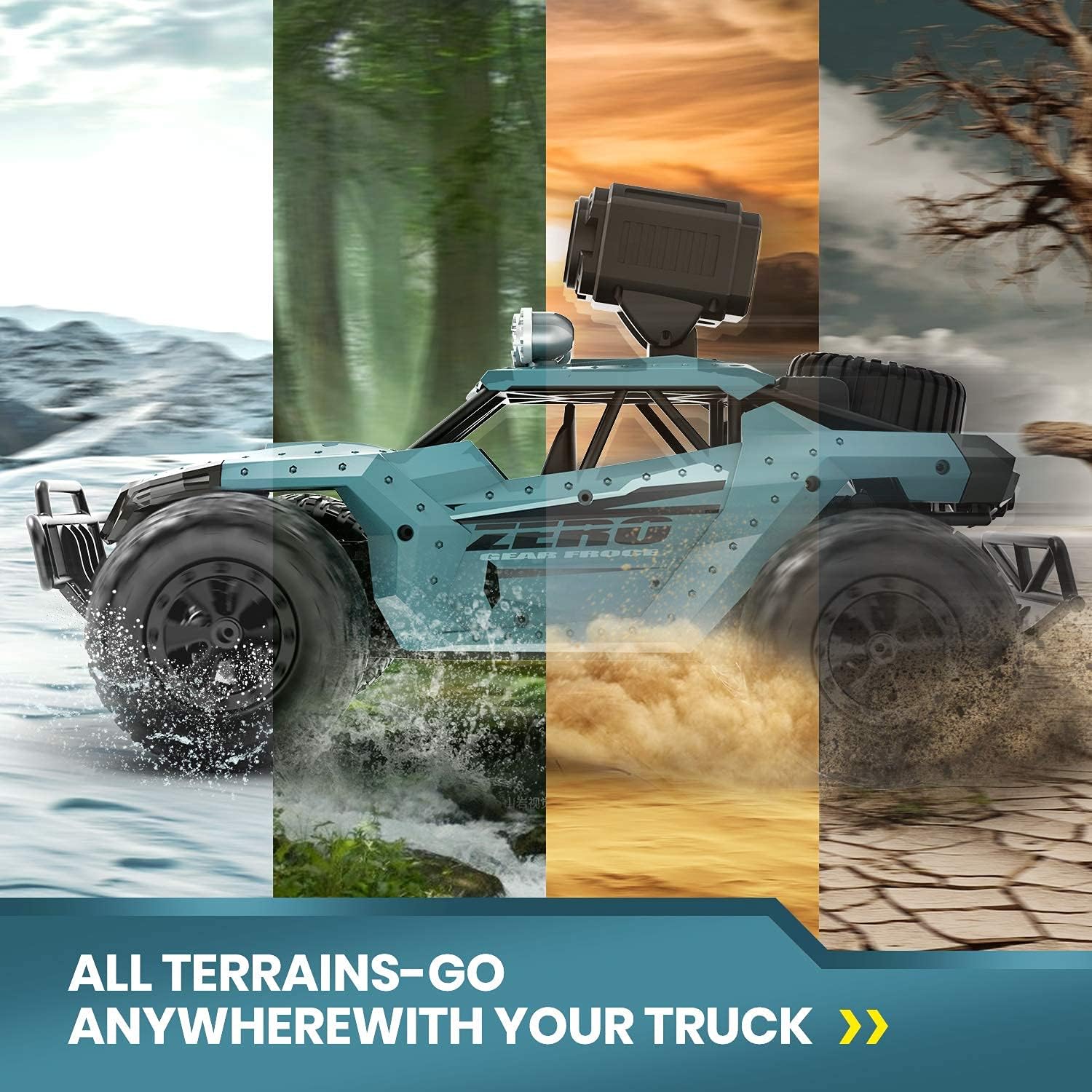 DEERC RC Cars DE36W Remote Control Car with 720P HD FPV Camera, 1/16 Scale Off-Road Remote Control Truck, High Speed Monster Trucks for Kids Adults 2 Batteries for 60 Min Play, Gift for Boys and Girls