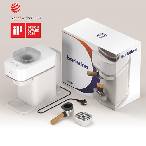 Philips Baristina Espresso Machine, Grind, Tamp & Brew Coffee Beans in One Swipe, Compact, 16 Bar Pump Pressure, Automatic Grinder, Black with Black Portafilter (BAR300/60)